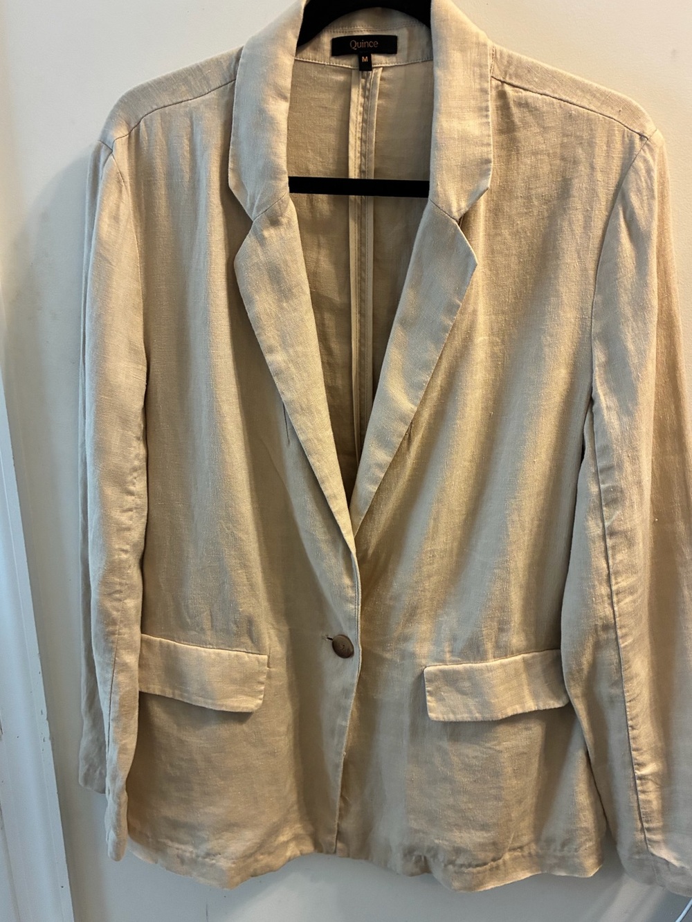 Quince 100% European Linen One Button Blazer in Driftwood - Size Medium